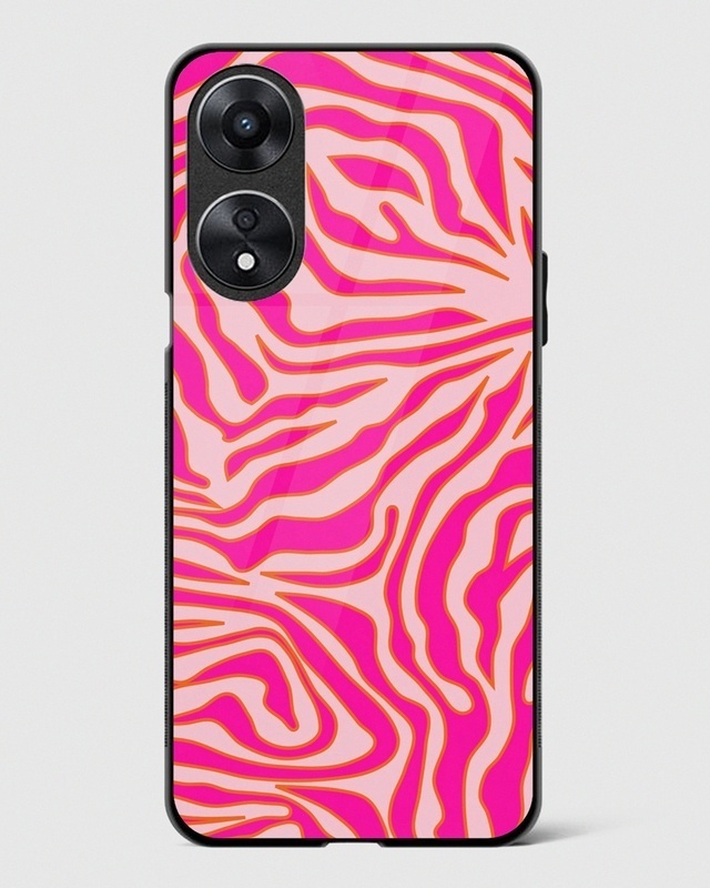 Shop Zebra Pink Premium Glass Case for Oppo A78 5G-Front