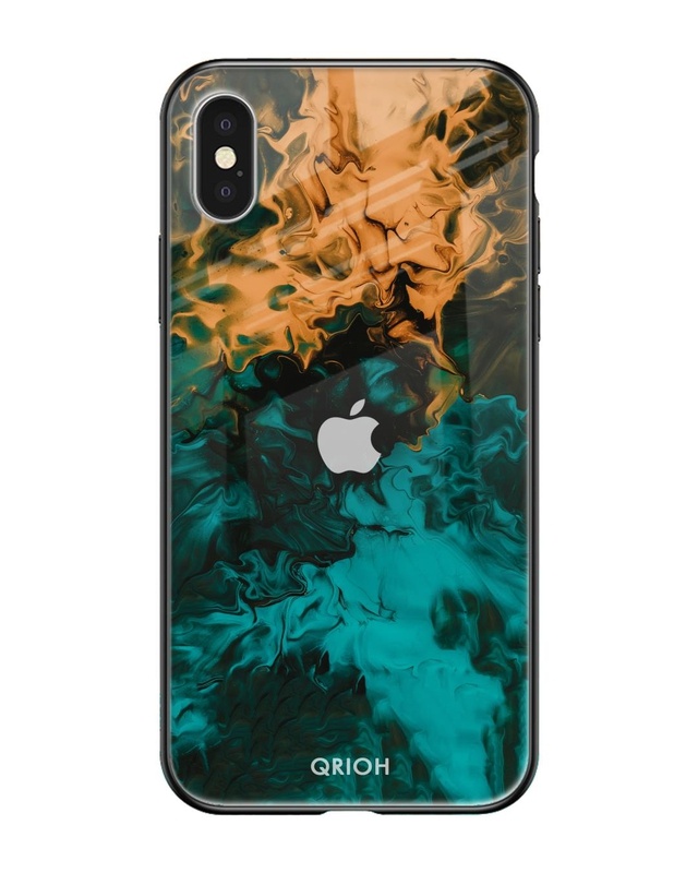 Shop Zig-Zag Printed Premium Glass Cover For iPhone XS (Impact Resistant, Matte Finish)-Front