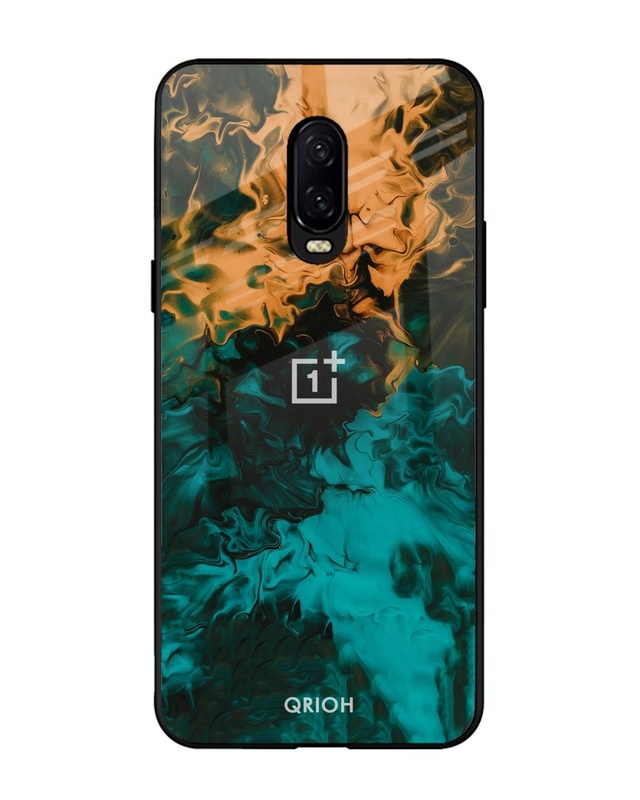 Shop Zig-Zag Printed Premium Glass Cover For OnePlus 6T (Impact Resistant, Matte Finish)-Front