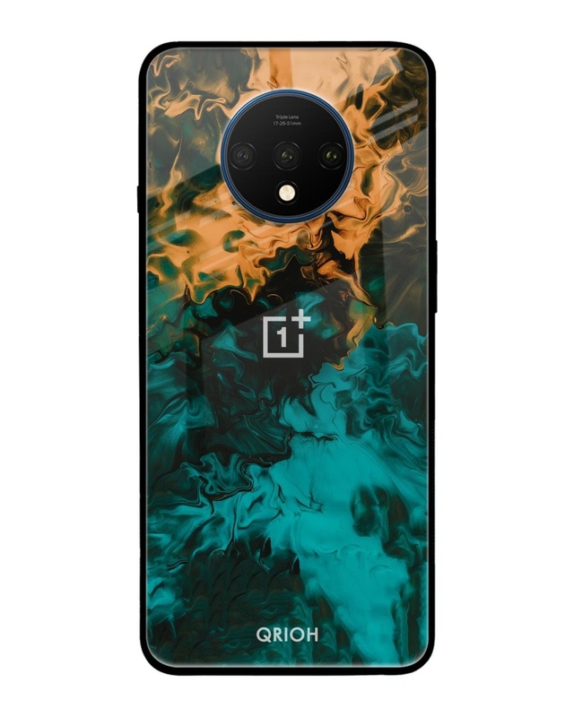 Shop Zig-Zag Printed Premium Glass Cover For OnePlus 7T (Impact Resistant, Matte Finish)-Front