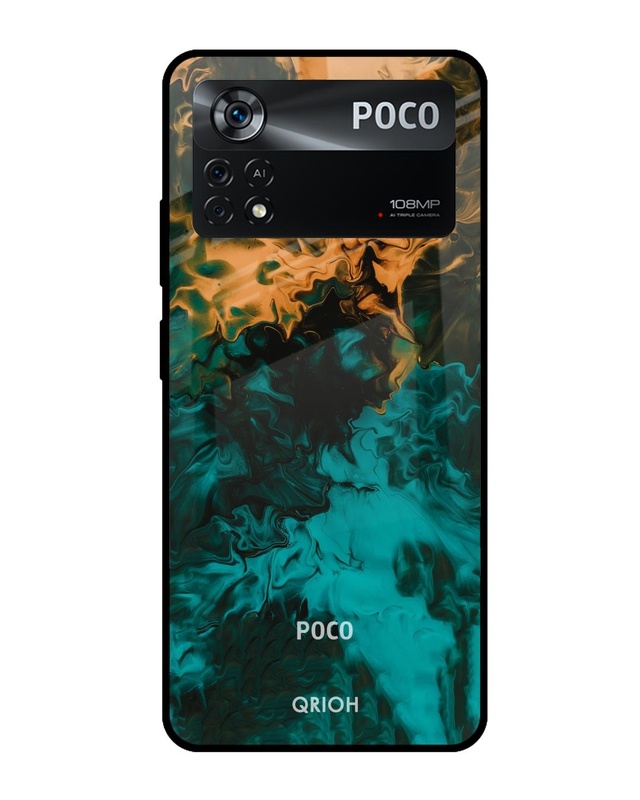 Shop Zig-Zag Watercolor Printed Premium Glass Cover for Poco X4 Pro 5G (Shock Proof, Scratch Resistant)-Front