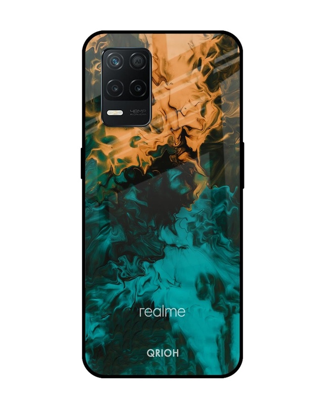 Shop Zig-Zag Watercolor Printed Premium Glass Cover for Realme 8 5G (Shock Proof, Scratch Resistant)-Front