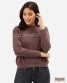 Shop Women's Charcoal Grey Solid Sweatshirt With Striped Detail-Front