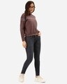 Shop Women's Charcoal Grey Solid Sweatshirt With Striped Detail-Full