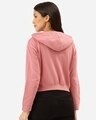 Shop Women's Pink Solid Hooded Crop Sweatshirt-Design