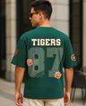 Shop Men's Forest Green Hawkins Tigers Graphic Printed Oversized T-shirt-Front