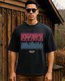 Shop Men's Jet Black Upside Down Graphic Printed Oversized T-shirt-Front