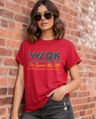 Shop Women's Bold Red WSQK Typography Boyfriend T-shirt-Front