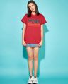 Shop Women's Bold Red WSQK Typography Boyfriend T-shirt-Full