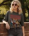 Shop Women's Chocolate Brown Eleven Graphic Printed Oversized T-shirt-Front