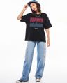 Shop Women's Jet Black Upside Down Graphic Printed Oversized T-shirt