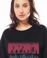 Shop Women's Jet Black Upside Down Graphic Printed Oversized T-shirt