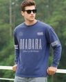 Shop Men's Blue Madara Typography Oversized Acid Wash T-shirt-Front