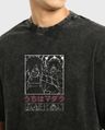 Shop Men's Black Uchiha Ghost Typography Oversized Acid Wash T-shirt