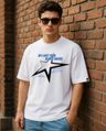 Shop Men's White Broke Graphic Printed Oversized T-shirt-Front