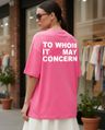 Shop Women's Fandango Pink Clock Typography Oversized T-shirt-Front