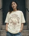 Shop Women's Beige Devils Creek Graphic Printed Oversized T-shirt-Front