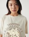 Shop Women's Beige Devils Creek Graphic Printed Oversized T-shirt