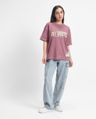 Shop Women's Mellow Mauve Purple Off Route Graphic Printed Oversized T-shirt