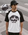 Buy Men's White & Brown Typography Oversized T-shirt