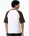 Buy Men's White & Brown Typography Oversized T-shirt - Image 4