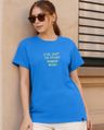 Shop Women's Azure Blue Start Typography Boyfriend T-shirt-Front