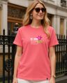 Shop Women's Coral Pink Be Kind Graphic Printed Boyfriend T-shirt-Front