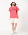 Shop Women's Coral Pink Realistic Typography Boyfriend T-shirt-Full