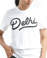 Shop Women's Delhi Script Logo T-shirt in White-Full