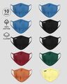 Shop 2-Layer Protective Mask - Pack of 10 (3 Blue,3 Jet Black,Green,Scarlet Red,Vintage Orange, Yellow)-Front