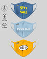 Shop 2-Layer Everyday Protective Mask - Pack of 3 (Stay Safe!Duur Reh! Hello!)-Front