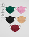 Shop 2-Layer Protective Mask - Pack of 5 (Green,Frosty Pink,Jet Black,Dusty Beige,Scarlet Red)-Front