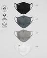 Shop 2-Layer Everyday Protective mask - Pack of 20(Jet Black-White- Meteor grey- Nimbus Grey)-Front