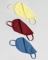 Shop 2-Layer Everyday Protective Mask - Pack of 3 (Pastel Yellow-Scarlet Red-Prussian Blue)