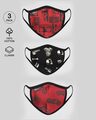 Shop 2-Layer Premium Printed Mask - Pack of 3 (Boomboxes, skull, motorway)-Front