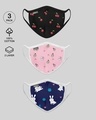 Shop 2-Layer Premium Printed Mask Pack of 3 (Cherry crush,Love cupcake, Bunny rabbit)-Design