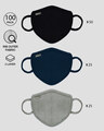 Shop 2-Layer Premium Protective Masks - Pack of 100 (Black-Blue-Meteor Grey)-Front