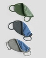 Shop 2 Layer Premium Protective Masks Pack of 3 (Dark Olive-Nimbus Grey-Meteor Grey)-Full
