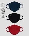 Shop 2-Layer Premium Protective Masks - Pack of 3 (Navy Blue-Jet Black- Bold Red)-Design