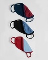 Shop 2-Layer Premium Protective Masks - Pack of 3 (Navy Blue-Jet Black- Bold Red)