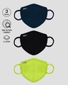 Shop 2-Layer Premium Protective Masks - Pack of 3 (Navy blue- Jet black- Neon green )-Design