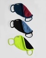 Shop 2-Layer Premium Protective Masks - Pack of 3 (Navy blue- Jet black- Neon green )