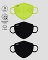 Shop 2-Layer Premium Protective Masks - Pack of 3 (Neon green-Jet Black- Jet Black)-Design