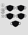 Shop 2-Layer Premium Protective Masks - Pack of 5 (Jet Black)-Design