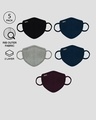 Shop 2-Layer Premium Protective Masks - Pack of 5 (Jet black-Meteor Grey-Burgundy-Blue Red-Blue Purple)-Design