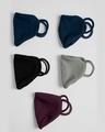 Shop 2-Layer Premium Protective Masks - Pack of 5 (Jet black-Meteor Grey-Burgundy-Blue Red-Blue Purple)