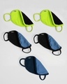 Shop 2-Layer Premium Protective Masks - Pack of 5 (Neon green*2-Jet Black*2-Navy blue)