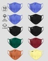 Shop 2-Layer Protective Mask -Pack of 10 (Blue Haze, Jet Black, Green, Red,Vintage Orange,Pastel Yellow)-Design