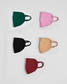 Shop 2-Layer Protective Mask - Pack of 5 (Green,Frosty Pink,Jet Black,Dusty Beige,Scarlet Red)