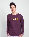 Shop 2020 Emojis Full Sleeve T-Shirt Deep Purple-Front